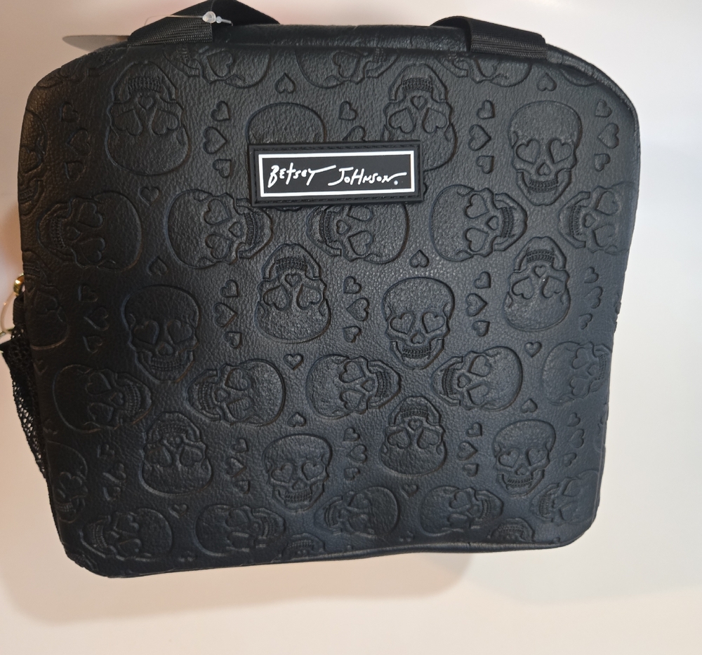 Betsey Johnson Black Embossed Skull Domed Insulated Lunch Bag/ Baby Bottles Tote
